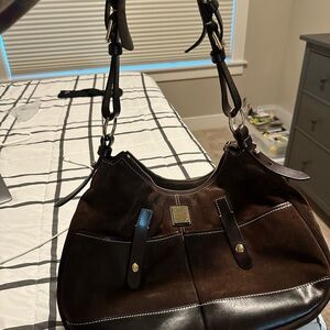 Brown suede Dooney & Bourke Leather Shoulder Bag
